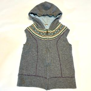 Free People Vest Lined Hood Hooded Full Zip Fair Isle Grey Size Small Spring
